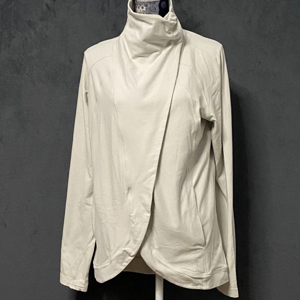 Lululemon Rulu Rally Wrap Cardigan Womens 12 Ocean Mist Long Sleeve Mock Neck